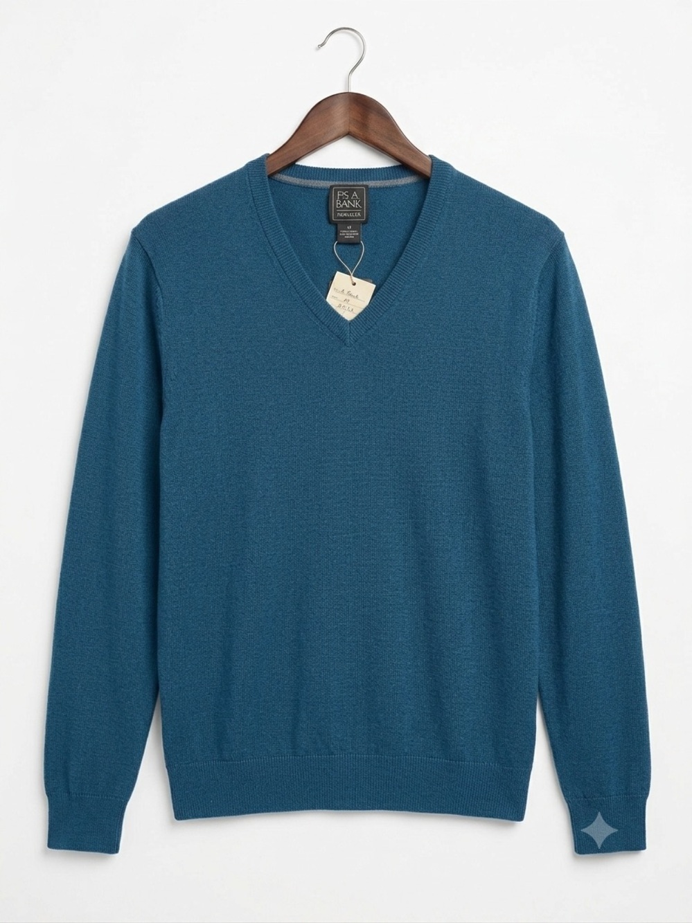 NWT JoS A Bank Traveler Merino Wool Sweater V Neck Blue Sz M